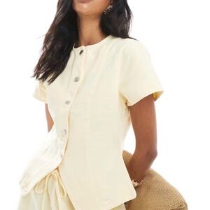 NWT ASOS Yellow Denim Button-Up Women's Top